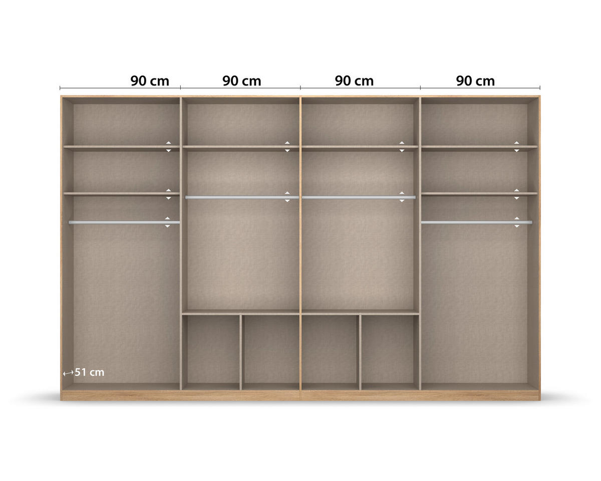 DREHTÜRENSCHRANK 8-türig Weiß  - Alufarben/Weiß, Basics, Holzwerkstoff/Kunststoff (360/229/54cm) - Xora