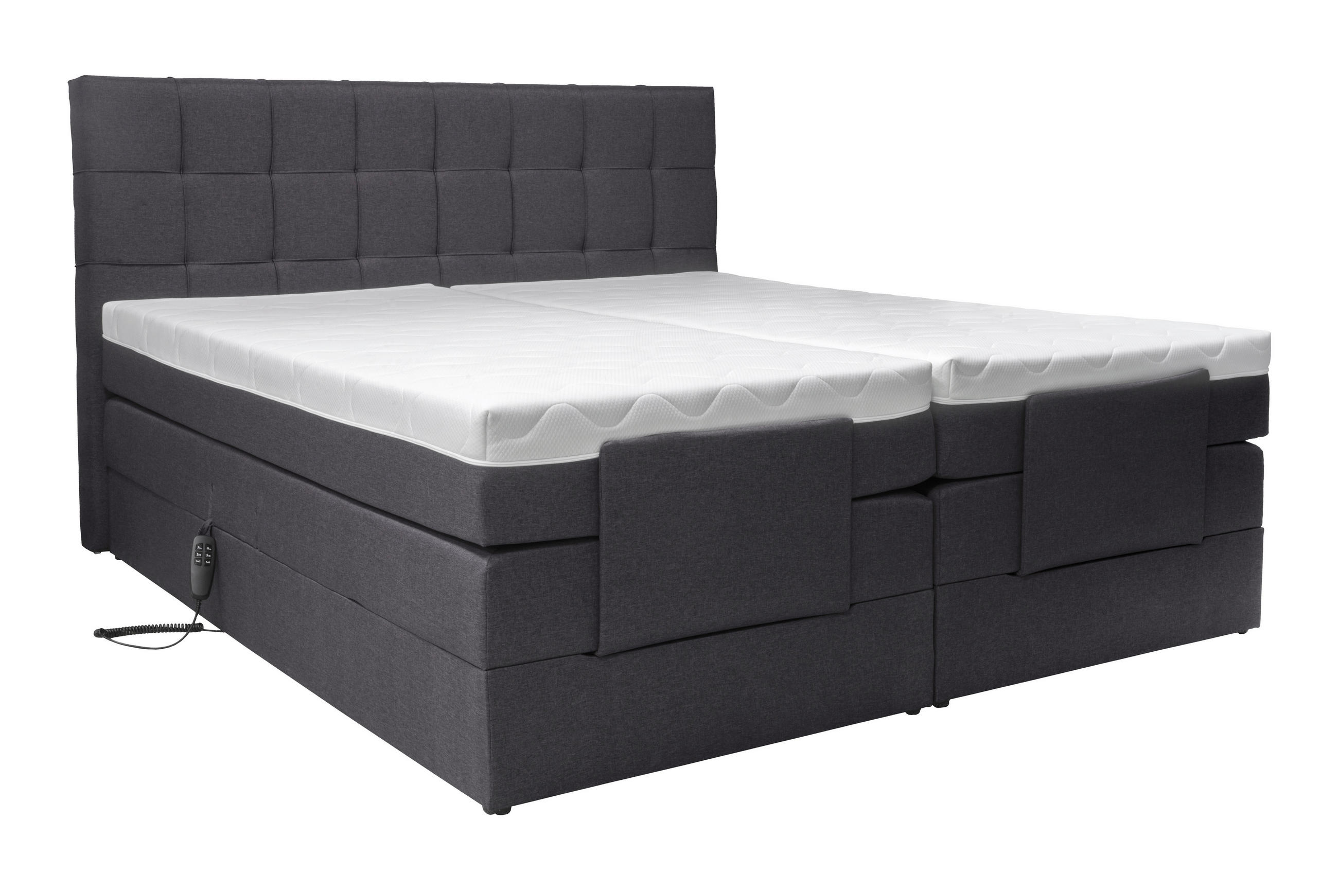 BOXSPRINGBETT 160/200 cm  in Grau  - Schwarz/Grau, Basics, Kunststoff/Textil (160/200cm) - Moderano