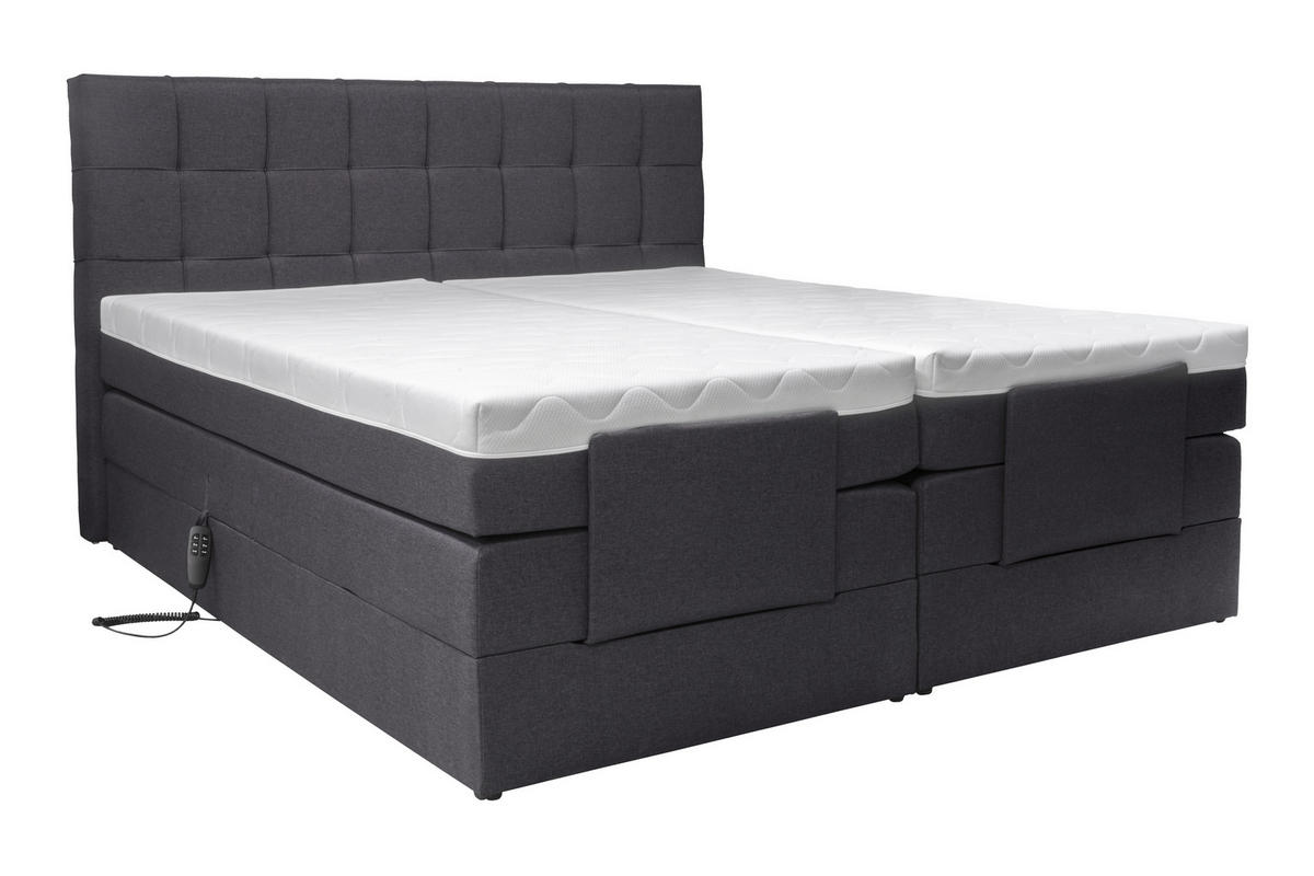 BOXSPRINGBETT 160/200 cm  in Grau  - Schwarz/Grau, Basics, Kunststoff/Textil (160/200cm) - Moderano