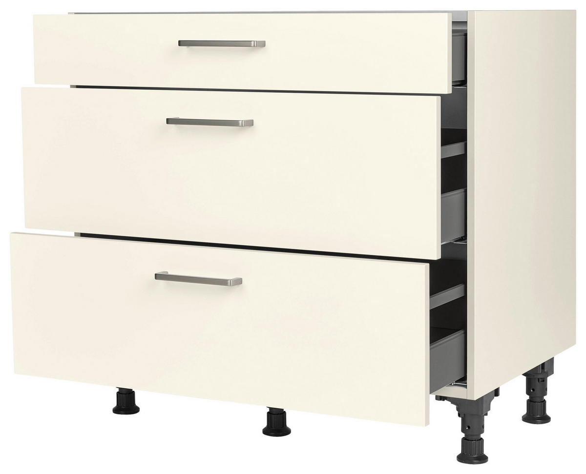 SCHUBKASTENUNTERSCHRANK 90/87/56 cm  in Magnolie  - Edelstahlfarben/Magnolie, MODERN, Holzwerkstoff/Metall (90/87/56cm) - Nobilia