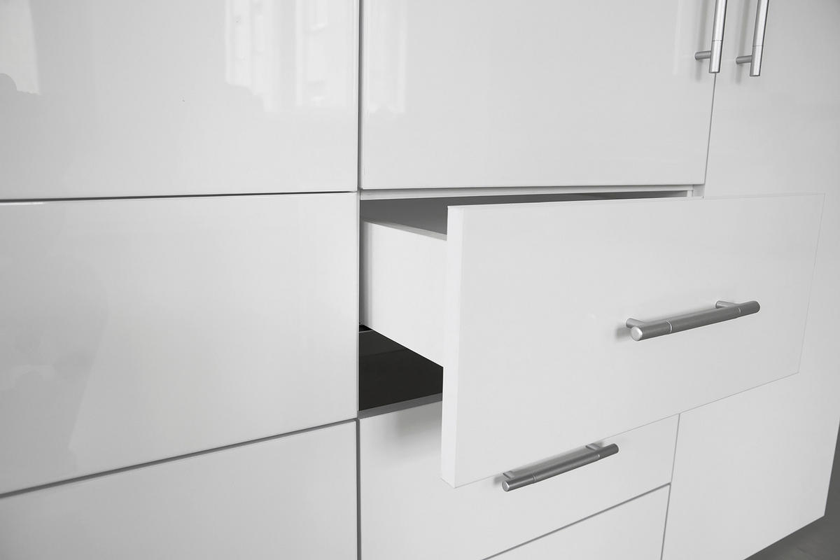 GARDEROB MED GÅNGJÄRN 244/218,6/59,4 cm 5-dörrar - vit/aluminiumfärg, Klassisk, metall/trämaterial (244/218,6/59,4cm) - Best Price