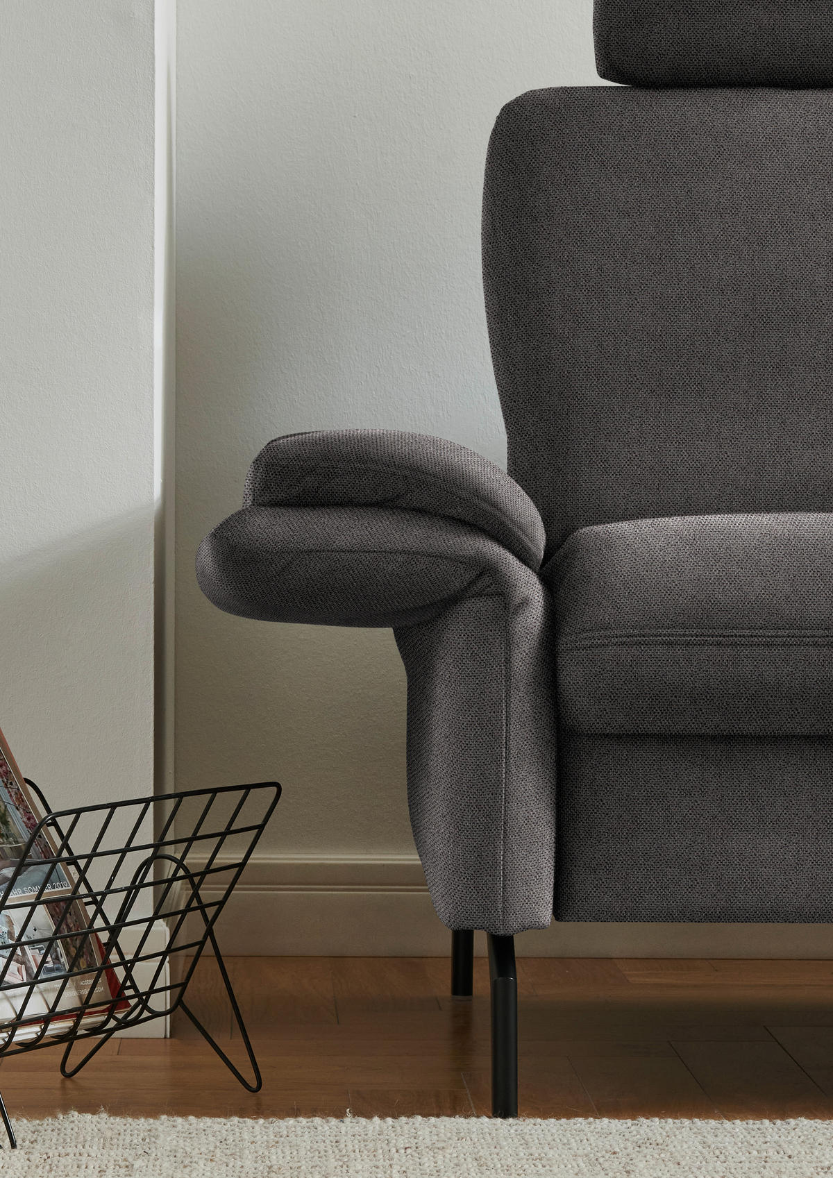 ECKSOFA  in Flachgewebe Dunkelbraun  241/190 cm  - Dunkelbraun/Schwarz, KONVENTIONELL, Textil/Metall (241/190cm) - Beldomo Comfort