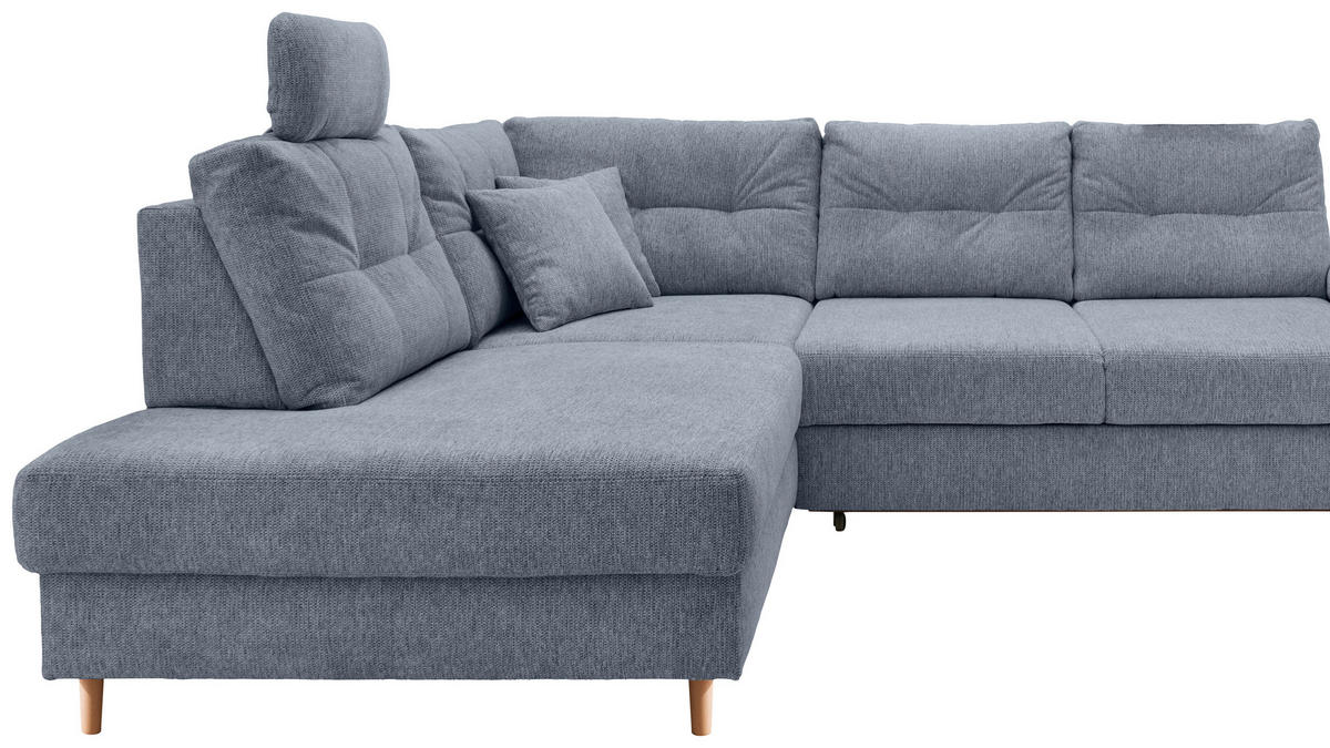 ECKSOFA in Chenille Hellblau  - Naturfarben/Hellblau, Modern, Holz/Textil (206/264cm) - Livetastic