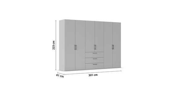 DREHTÜRENSCHRANK 301/223/61 cm,  in Graphitfarben, 6-türig  - Edelstahlfarben/Graphitfarben, Basics, Holzwerkstoff/Metall (301/223/61cm) - Novel