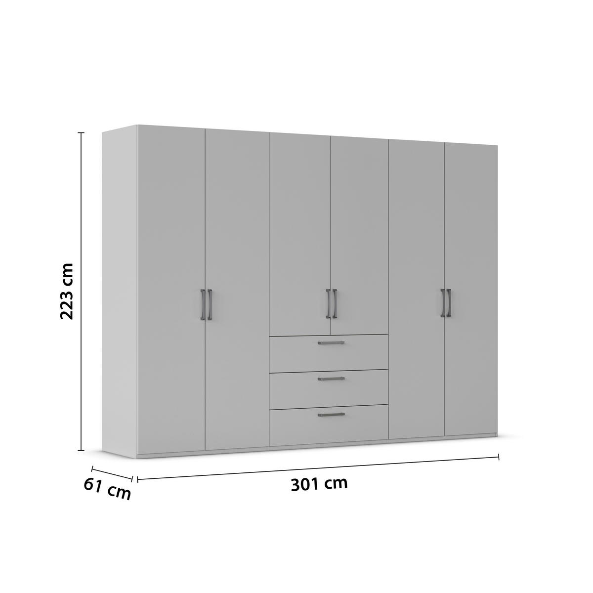 DREHTÜRENSCHRANK 301/223/61 cm,  in Graphitfarben, 6-türig  - Edelstahlfarben/Graphitfarben, Basics, Holzwerkstoff/Metall (301/223/61cm) - Novel