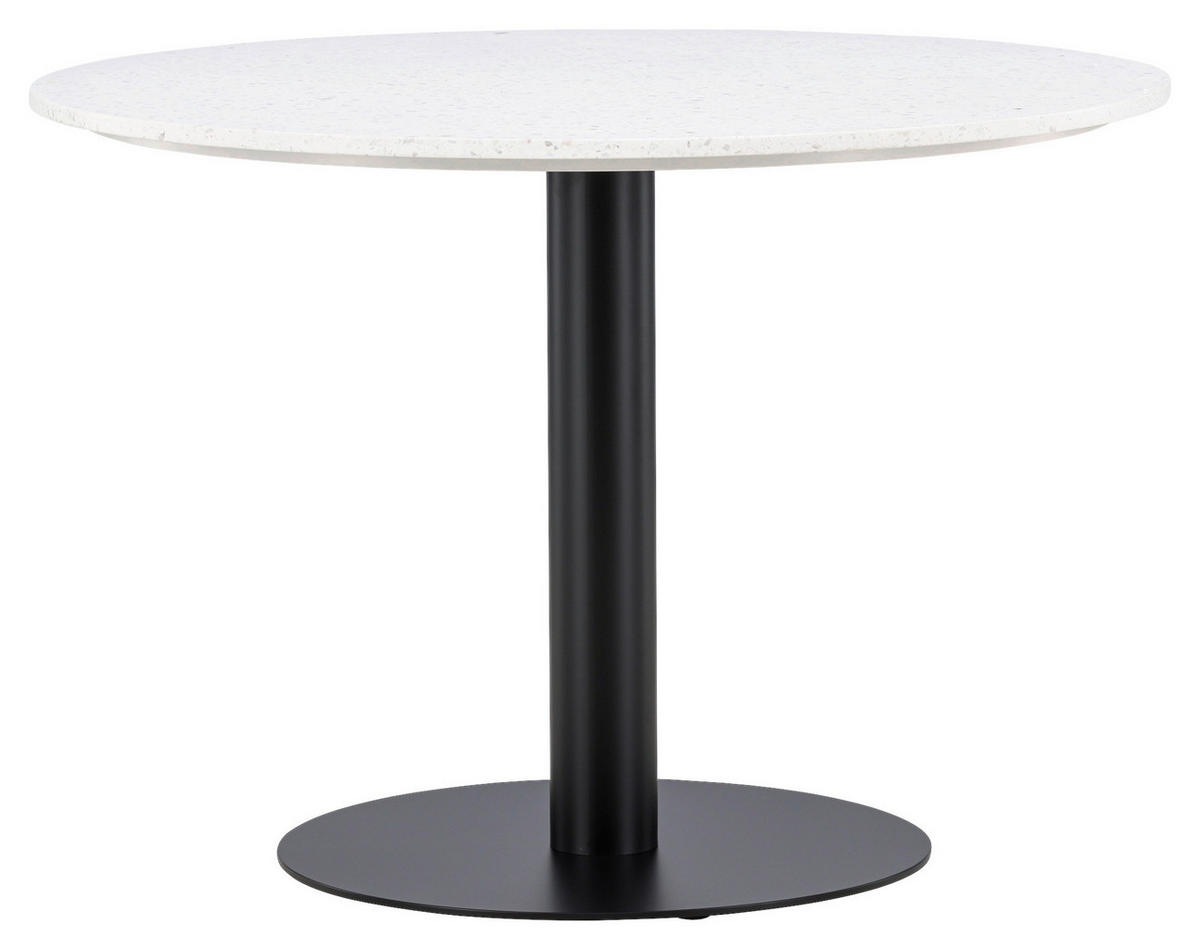 ESSTISCH in Metall, Stein 106/106/75 cm  - Schwarz/Weiß, Design, Stein/Metall (106/106/75cm) - Livetastic