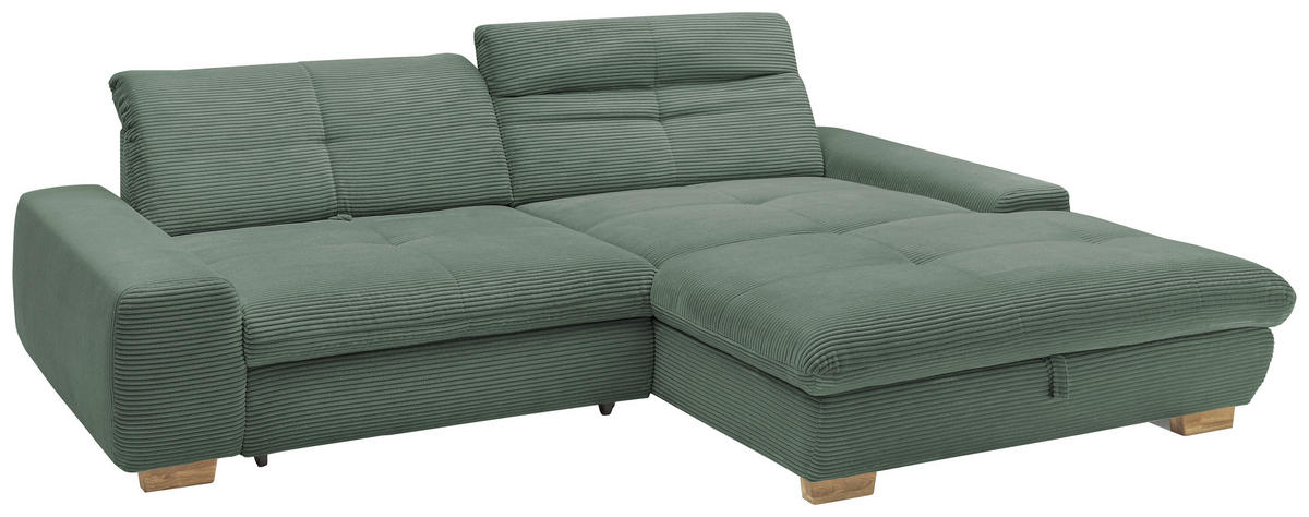 ECKSOFA Olivgrün Cord  - Eichefarben/Olivgrün, Design, Holz/Textil (276/198cm) - SetOne by Musterring