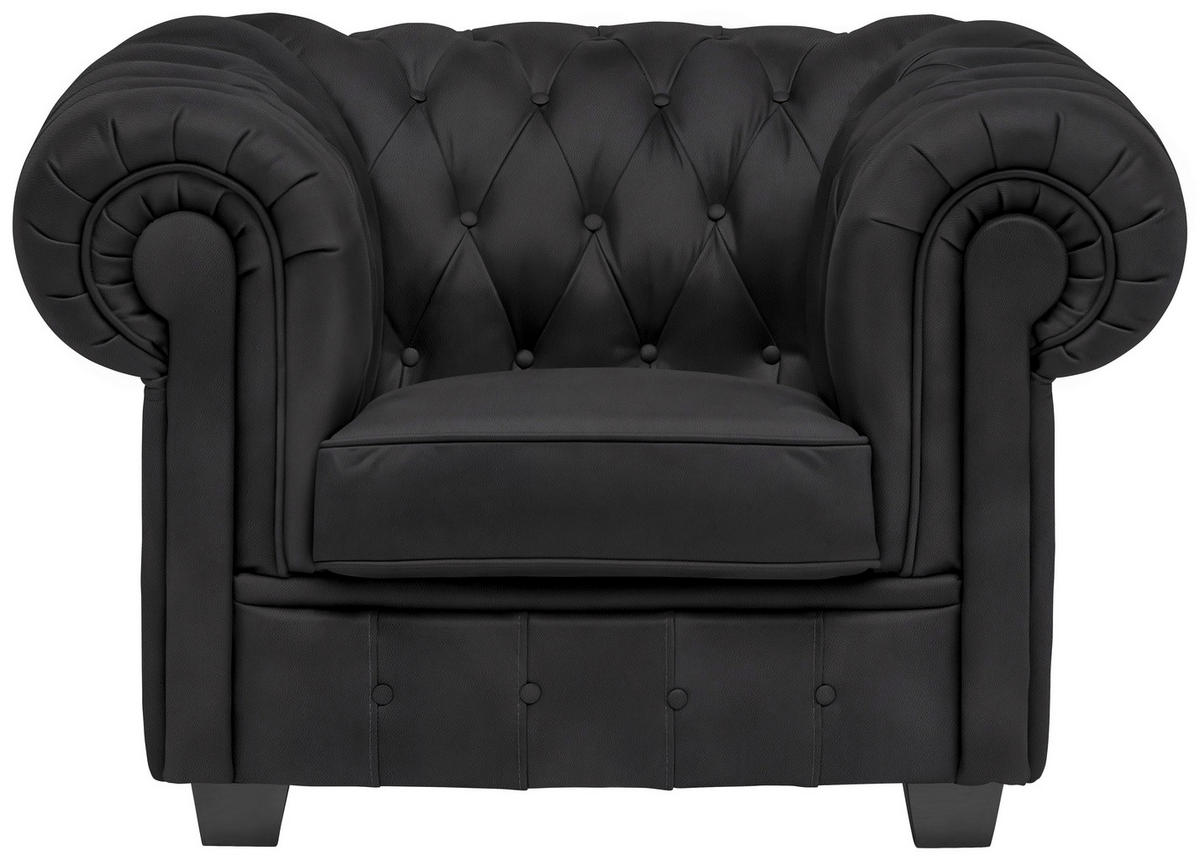 CHESTERFIELD-SESSEL - Wengefarben/Schwarz, LIFESTYLE, Holz/Textil (115/76,5/96cm) - Landscape