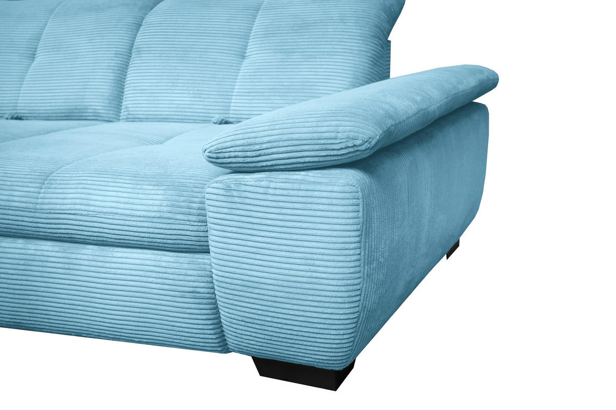 ECKSOFA in Cord Blau  - Blau/Schwarz, Design, Textil/Metall (242/313cm) - Xora