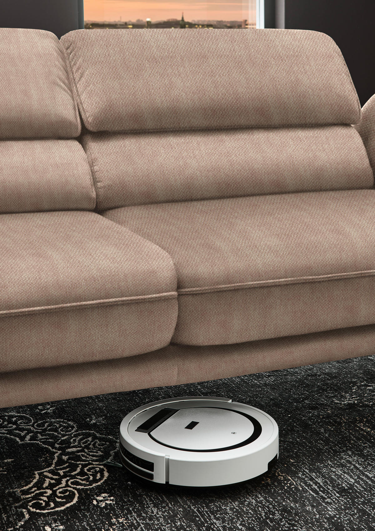ECKSOFA in Velours Hellbraun  - Hellbraun/Schwarz, Design, Textil/Metall (153/283cm) - Valdera