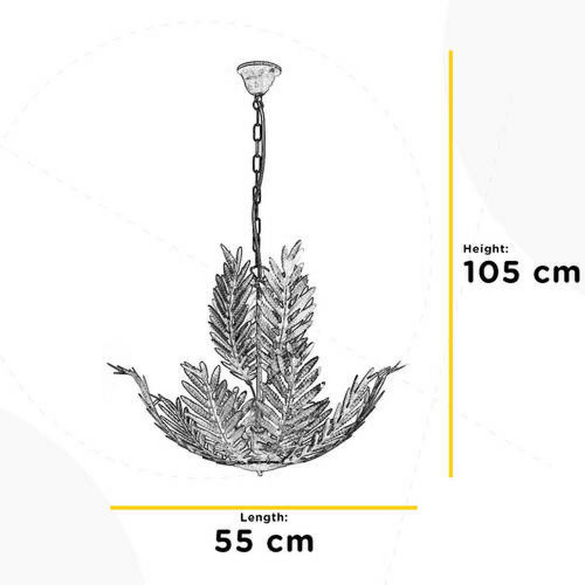 ZÁVESNÉ SVIETIDLO, 55/105 cm  - biela, Natur, kov (55/105cm)