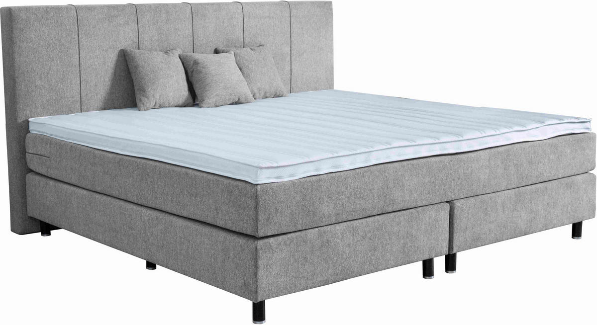 BOXSPRINGBETT 220/200 cm  in Hellgrau  - Hellgrau/Schwarz, Lifestyle, Holz/Textil (220/200cm) - home24