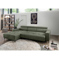 ECKSOFA Dunkelgrün Chenille  - Dunkelgrün/Schwarz, KONVENTIONELL, Textil/Metall (188/276cm) - Livetastic