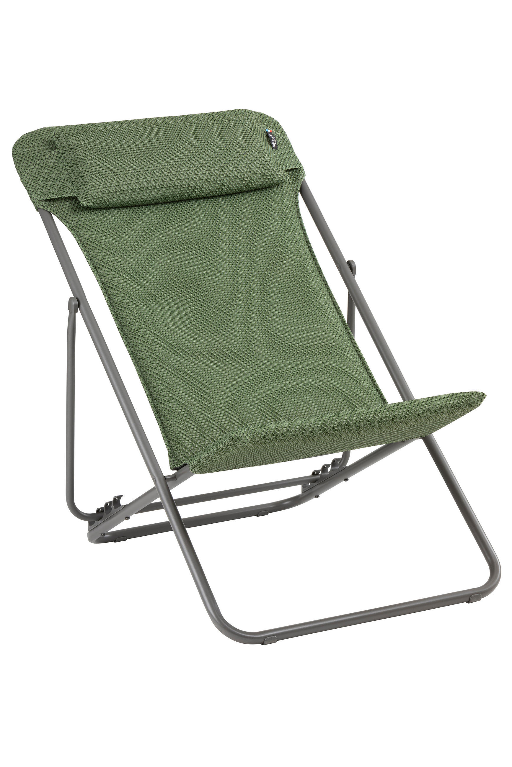 STRANDSTUHL Stahl Titanfarben, Olivgrün  - Titanfarben/Olivgrün, Basics, Textil/Metall (62/77-83/94cm) - Lafuma Mobilier