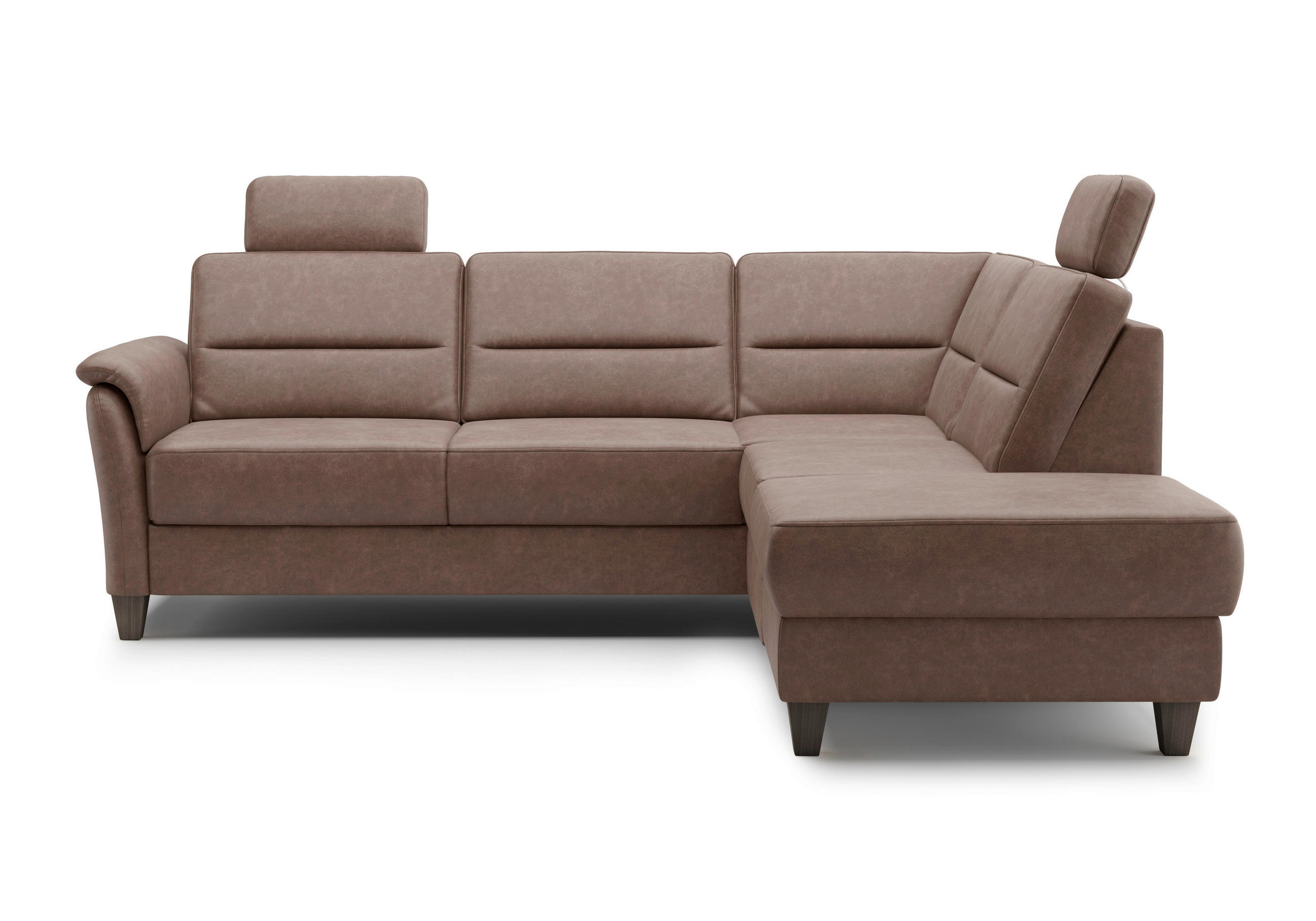 ECKSOFA in Mikrofaser Haselnussfarben  236/212 cm  - Wengefarben/Haselnussfarben, KONVENTIONELL, Holz/Textil (236/212cm) - Sit & More