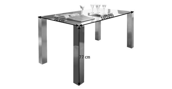 ESSTISCH in Metall, Glas 140/90/77 cm - Edelstahlfarben/Grau, Design, Glas/Metall (140/90/77cm) - Dieter Knoll