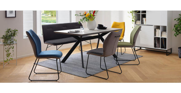 ESSTISCH in Metall, Holzwerkstoff 160/90/76 cm - Hellgrau/Schwarz, Design, Holzwerkstoff/Metall (160/90/76cm) - Novel