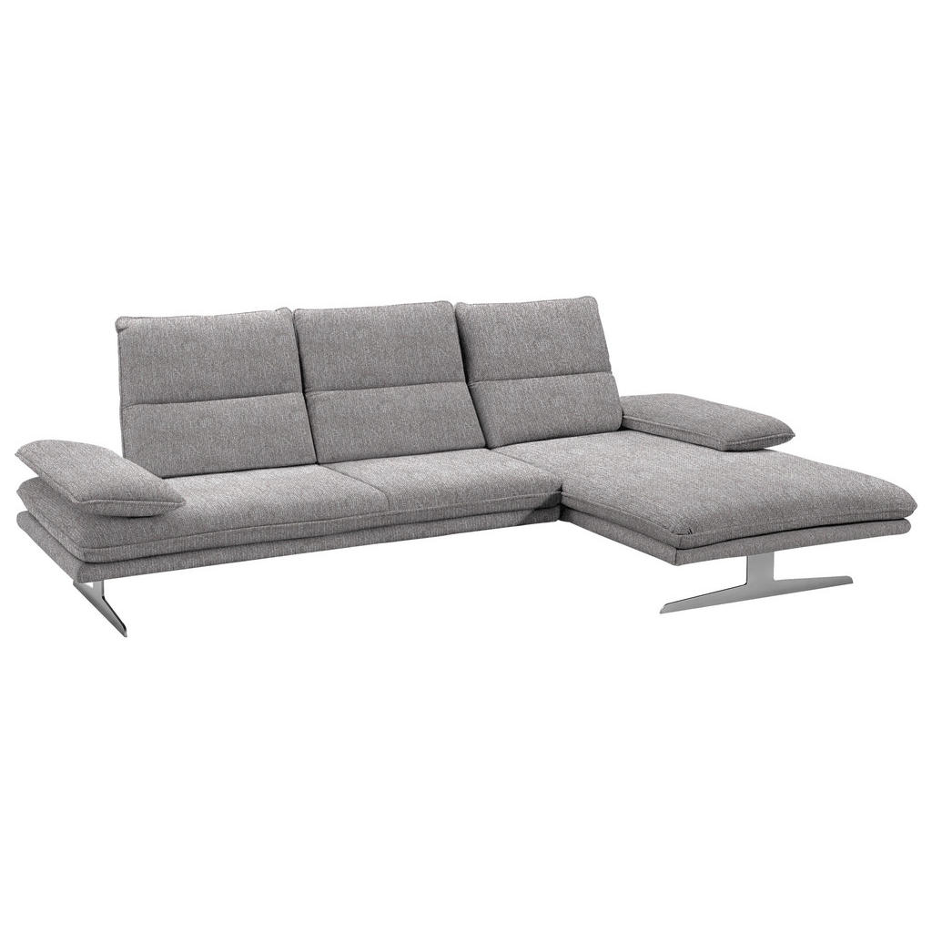 Thumbnail - Chilliano Ecksofa, Hellgrau, Textil, Uni, 4-5-Sitzer, Ottomane rechts, L-Form, 291x164 cm, Goldenes M, Emas, DIN EN ISO ...