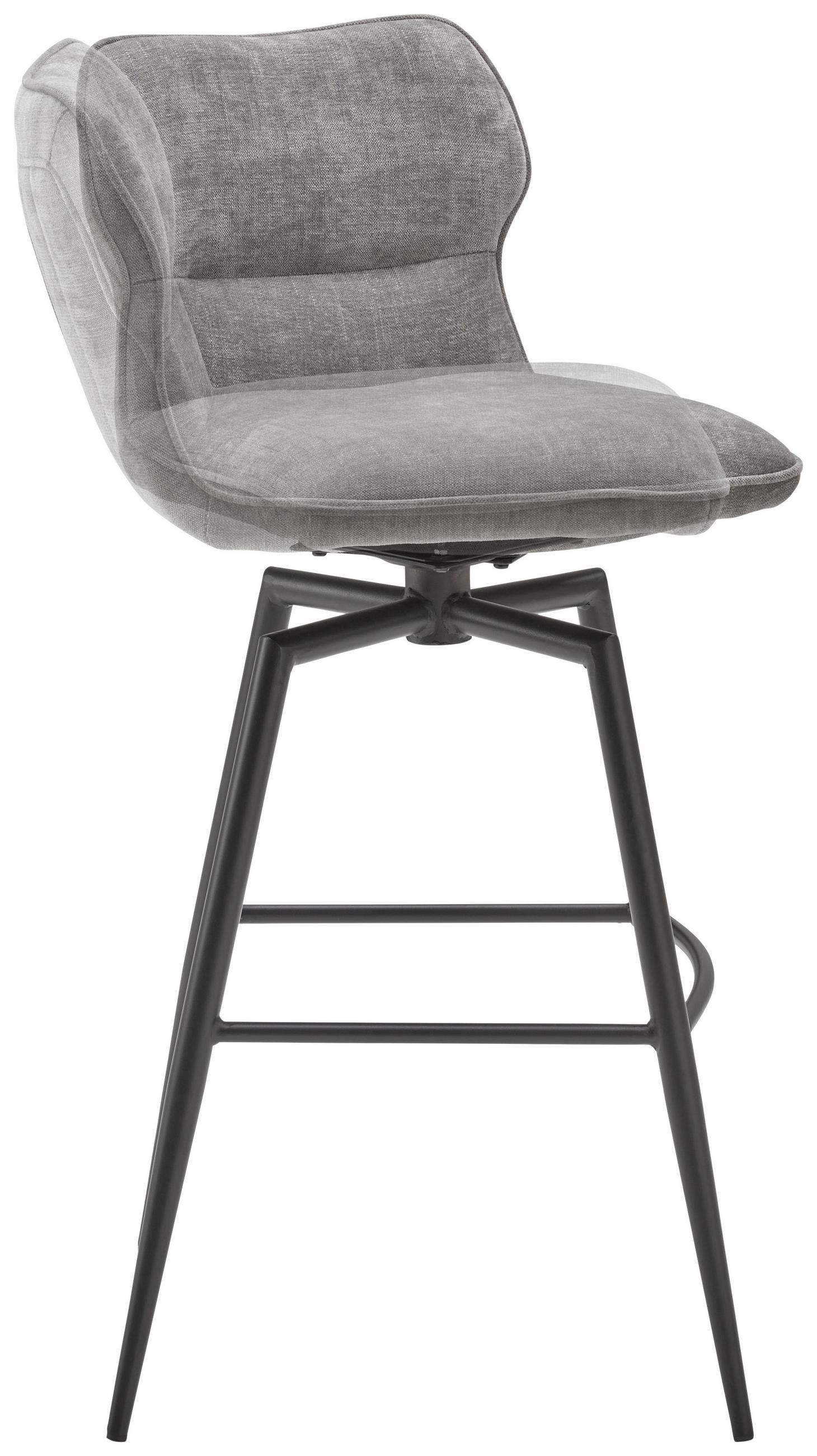 BARHOCKER Webstoff Grau Eisen Pappel Sperrholz Sitzfläche 180° drehbar  - Schwarz/Grau, LIFESTYLE, Holz/Textil (45/99/53cm) - Livetastic