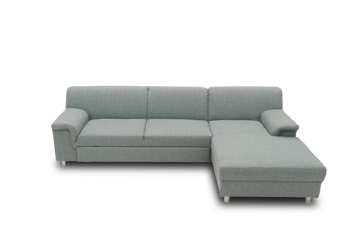 ECKSOFA Silberfarben Webstoff  - Chromfarben/Silberfarben, KONVENTIONELL, Textil/Metall (251/150cm) - MID.YOU