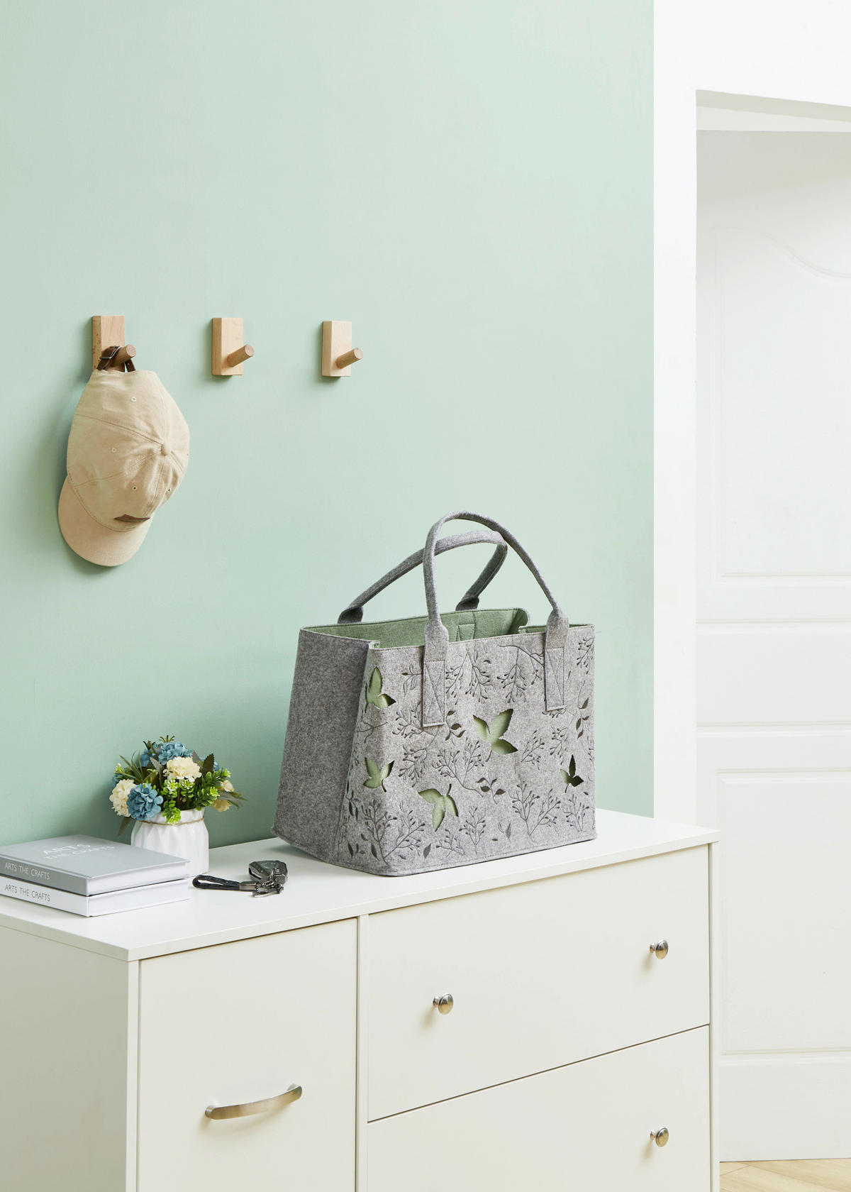 EINKAUFSTASCHE - Grau/Grün, LIFESTYLE, Textil (40/26/30cm)