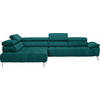 ECKSOFA in Chenille Petrol  - Chromfarben/Petrol, Design, Textil/Metall (222/323cm) - Beldomo Style