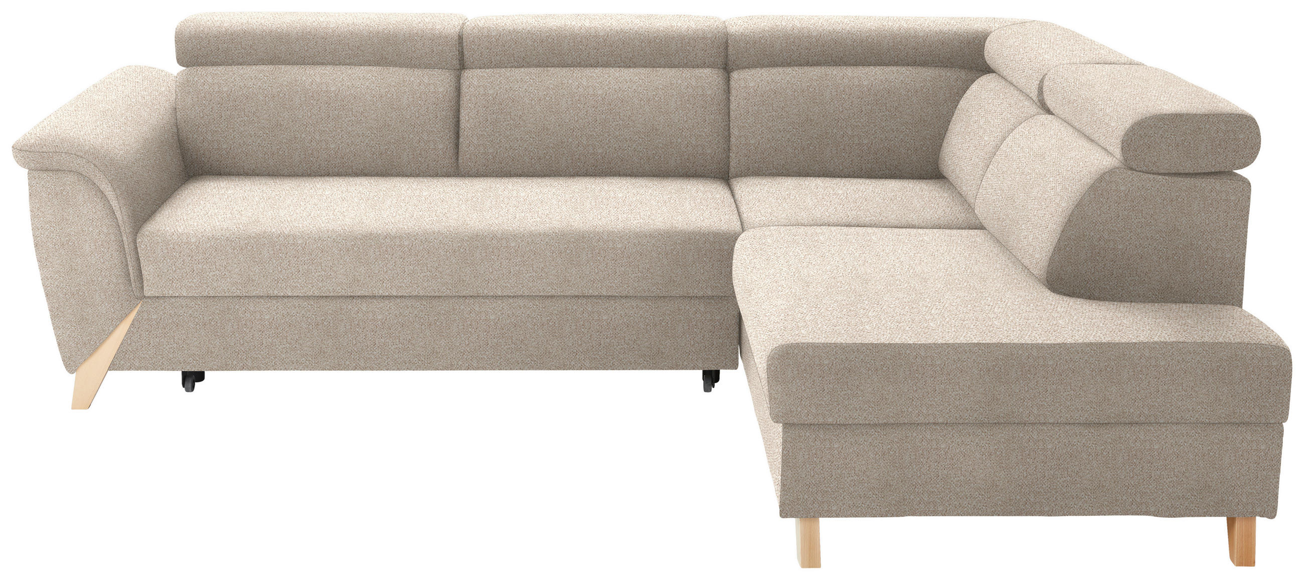 ECKSOFA in Bouclé Creme  265/200 cm  - Creme/Naturfarben, KONVENTIONELL, Holz/Textil (265/200cm) - Stylife
