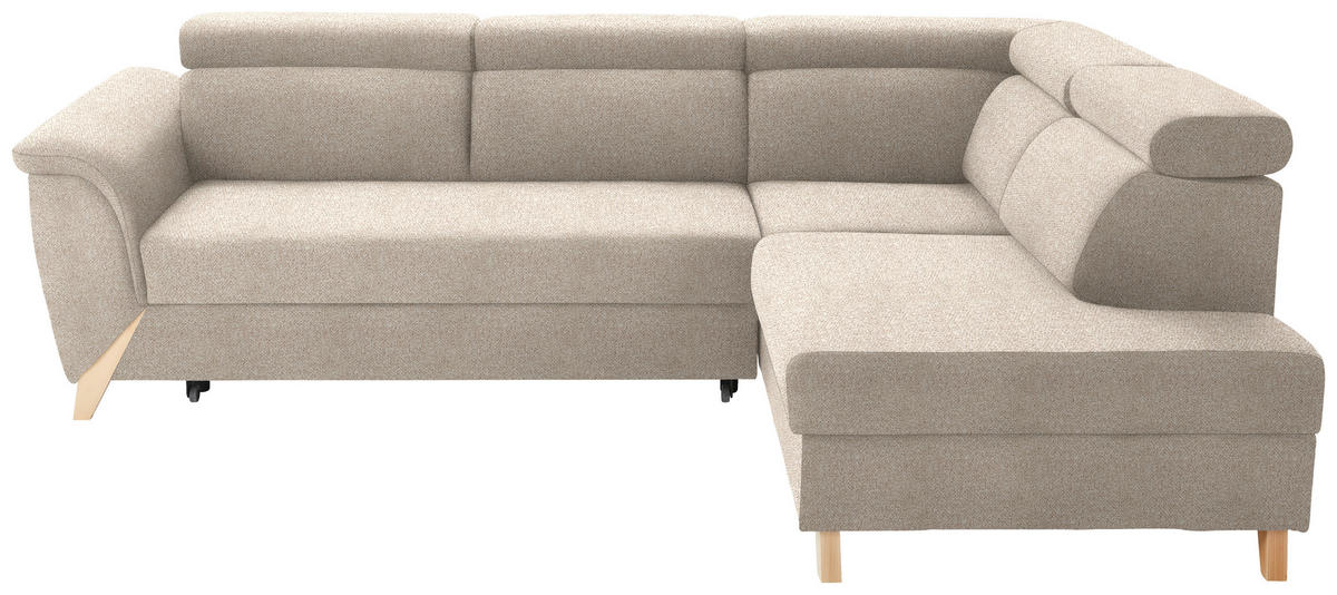 ECKSOFA in Bouclé Creme  265/200 cm  - Creme/Naturfarben, KONVENTIONELL, Holz/Textil (265/200cm) - Stylife
