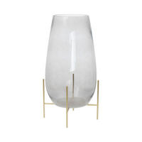 VASE  - Goldfarben/Grau, Design, Glas/Metall (25/48,5/25cm) - Kayoom