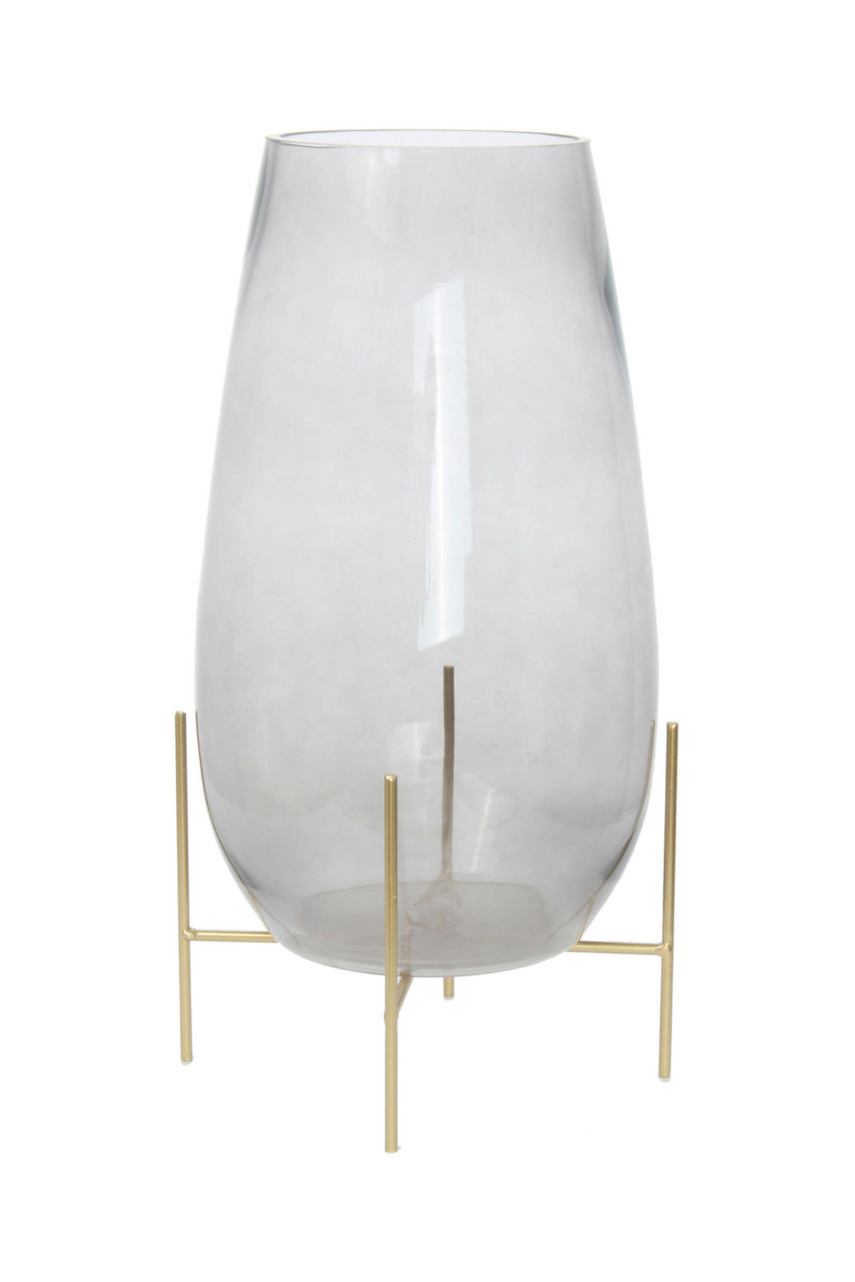 VASE  - Goldfarben/Grau, Design, Glas/Metall (25/48,5/25cm) - Kayoom