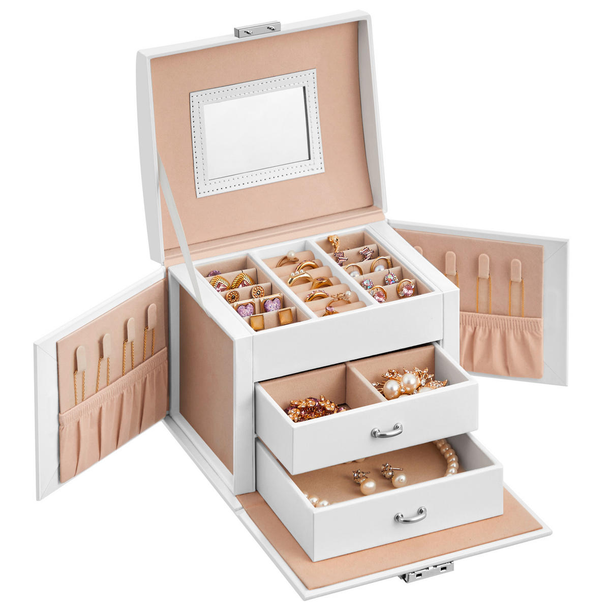 SCHMUCKKÄSTCHEN 18/13,5/14 cm  - Weiß, LIFESTYLE, Holzwerkstoff (18/13,5/14cm)
