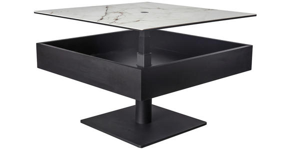 COUCHTISCH ESG 75/75/42-57 cm quadratisch Schwarz, Weiß  - Schwarz/Weiß, Basics, Glas/Keramik (75/75/42-57cm) - Dieter Knoll