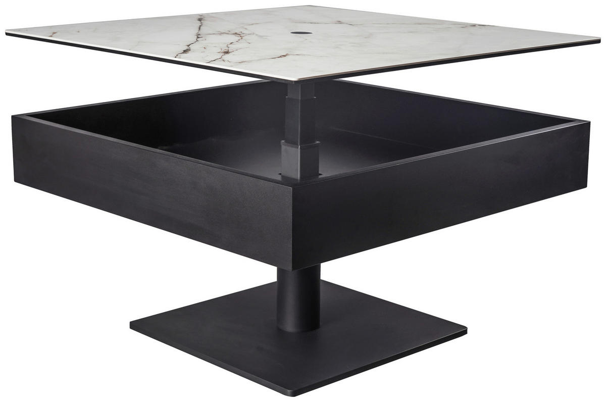 KONFERENČNÍ STOLEK, černá, bílá, kov, sklo, keramika, kompozitní dřevo, 75/75/42-57 cm - bílá/černá, Basics, kov/kompozitní dřevo (75/75/42-57cm) - Dieter Knoll