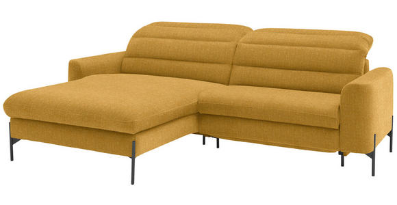 ECKSOFA in Flachgewebe Currygelb 191/252 cm - Currygelb/Schwarz, Design, Textil/Metall (191/252cm) - Dieter Knoll
