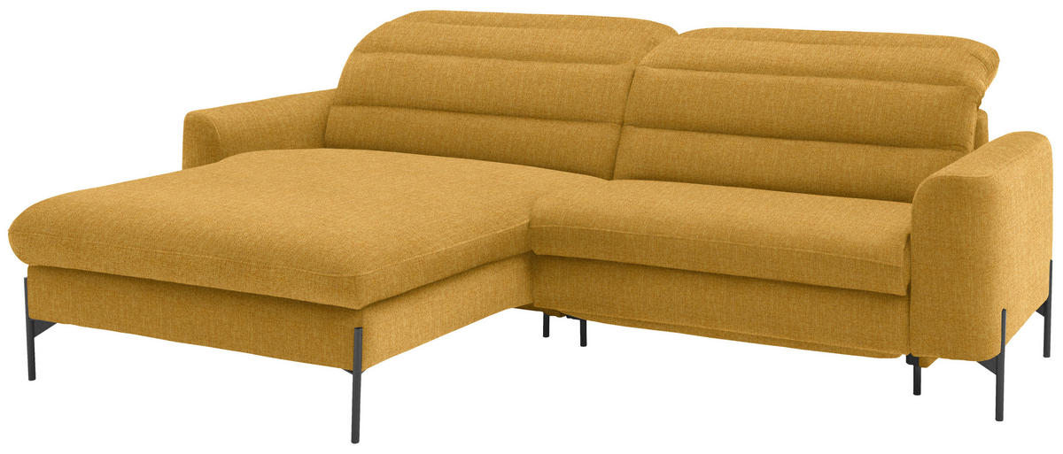 ECKSOFA in Flachgewebe Currygelb  - Currygelb/Schwarz, Design, Textil/Metall (191/252cm) - Dieter Knoll