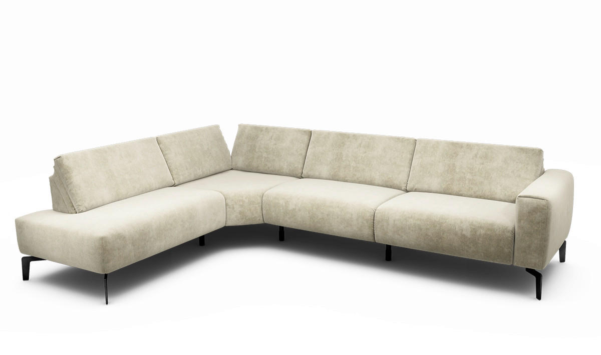 ECKSOFA Cosy Naturfarben Samt  - Schwarz/Naturfarben, Design, Textil/Metall (213/296cm) - SENSOO