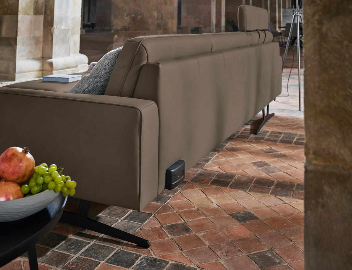 ECKSOFA in Echtleder Greige  - Greige/Anthrazit, Konventionell, Leder/Metall (179/324cm) - Johann Jakob
