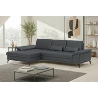 ROHOVÁ SEDAČKA, koža, čierna - čierna, Basics, kov/koža (176/301cm) - Sit & More
