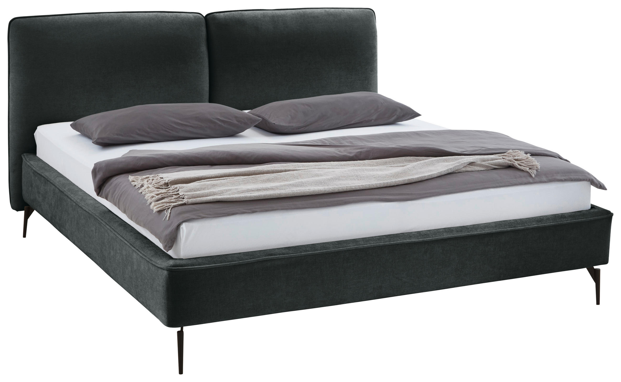 POLSTERBETT 180/200 cm  in Dunkelgrün  - Dunkelgrün/Schwarz, MODERN, Textil/Metall (180/200cm) - Livetastic
