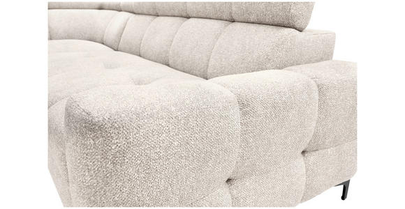 ECKSOFA in Struktur Creme  - Creme/Schwarz, MODERN, Textil/Metall (212/254cm) - Carryhome