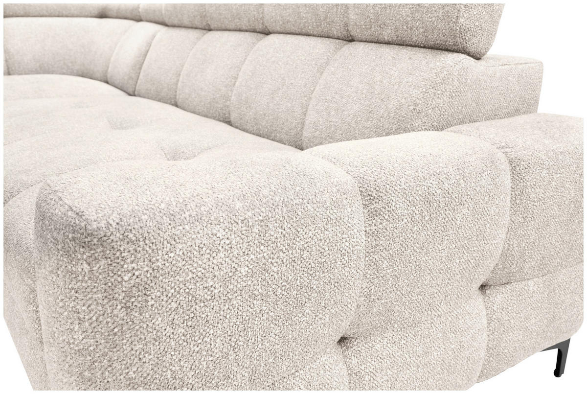 ECKSOFA in Struktur Creme  - Creme/Schwarz, Modern, Textil/Metall (212/254cm) - Carryhome
