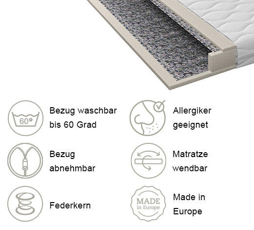 FEDERKERNMATRATZE - Weiß, Basics, Textil (140/200cm) - Xora
