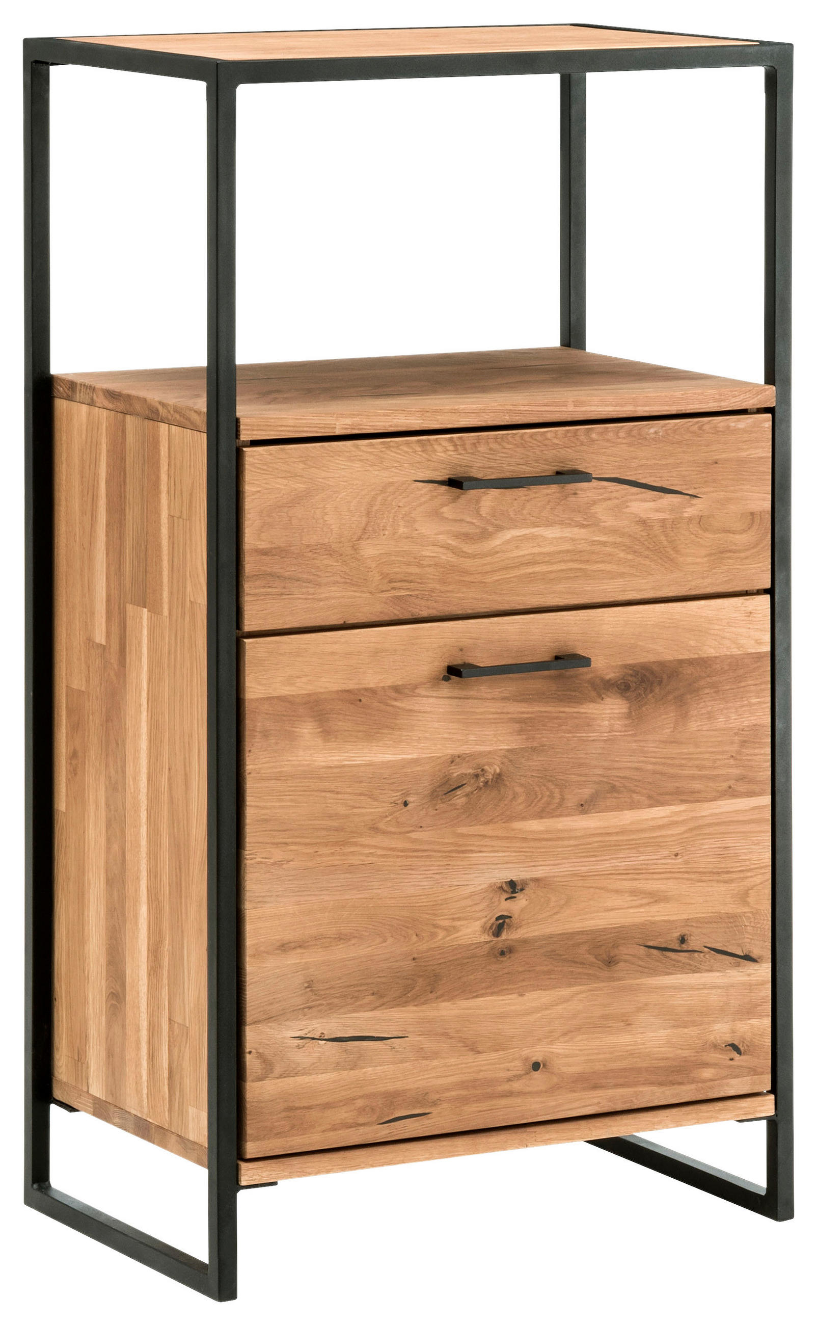 KOMMODE , 60/108/39 cm, 1 Schublade(n)  - Schwarz, Design, Holz/Metall (60/108/39cm) - Linea Natura
