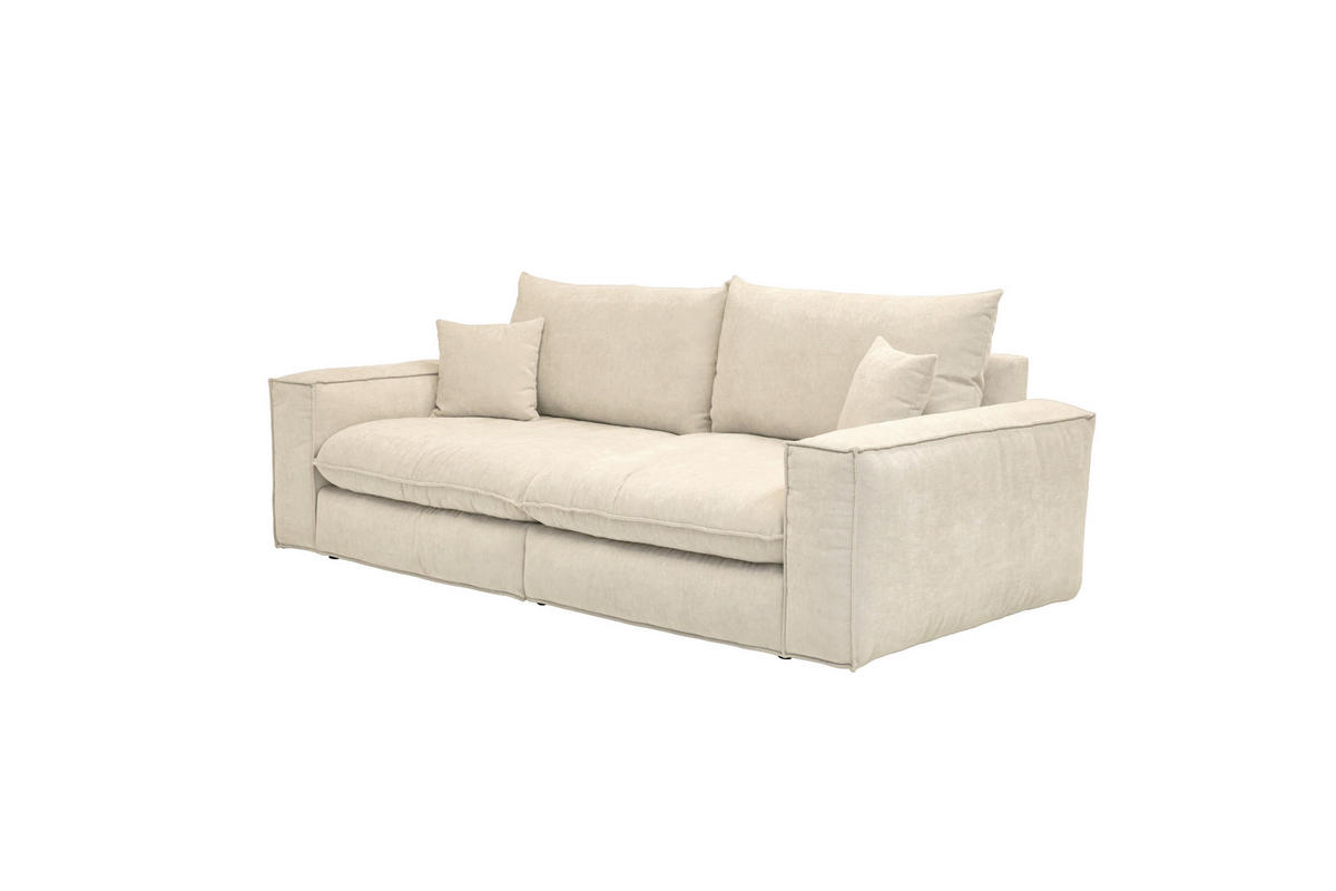 BIGSOFA Chenille Creme  - Creme/Schwarz, MODERN, Kunststoff/Textil (255/76/117cm) - Milino