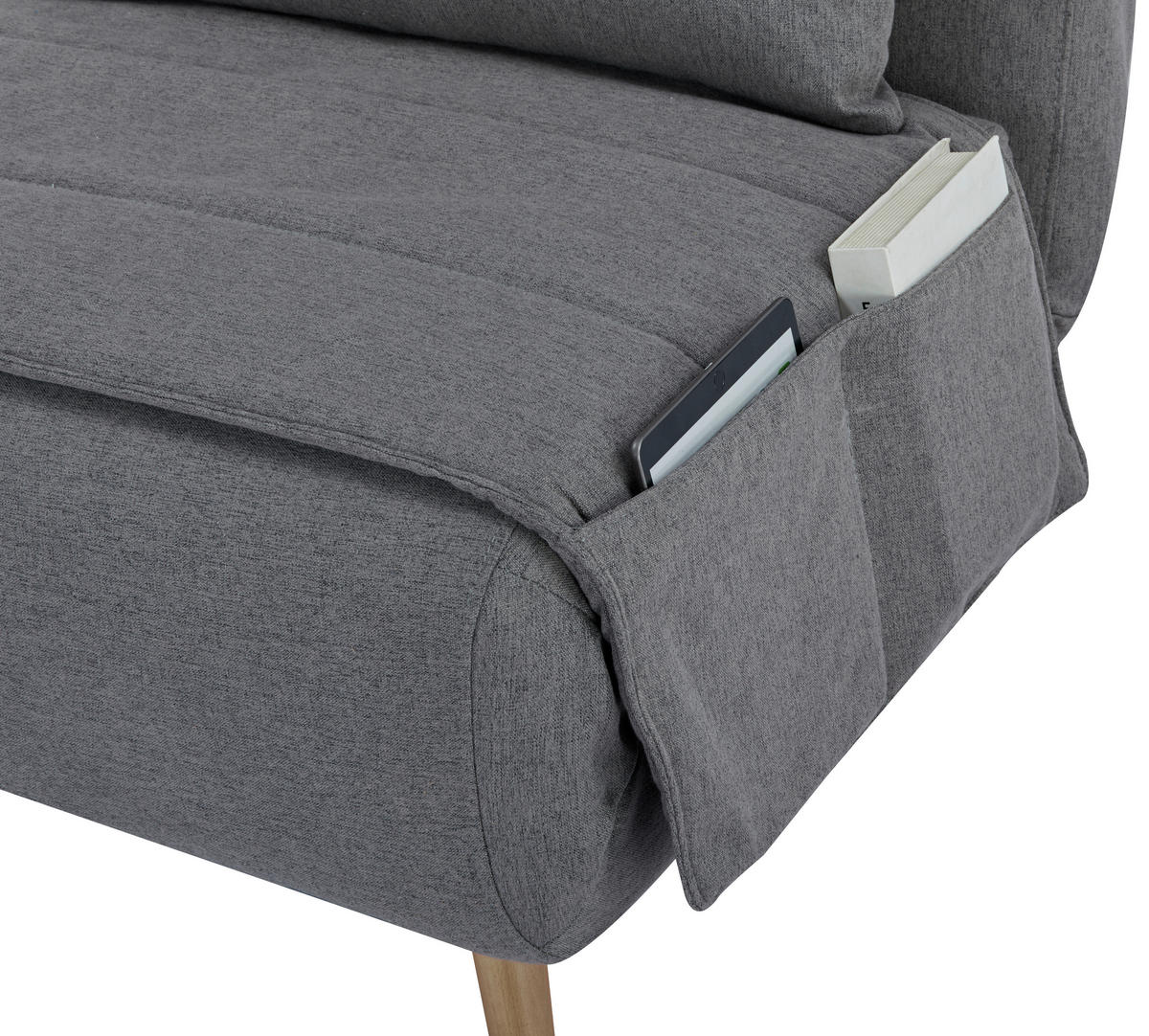 SCHLAFSESSEL Mikrofaser Dunkelgrau    - Dunkelgrau/Naturfarben, MODERN, Holz/Textil (77/81/90cm) - MID.YOU