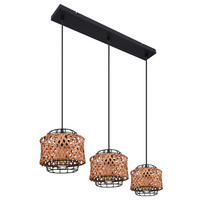 HÄNGELEUCHTE 65/17/120 cm  - Dunkelbraun/Schwarz, Natur, Naturmaterialien/Metall (65/17/120cm) - Globo