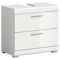 WASCHBECKENUNTERSCHRANK 60/56/34 cm  - Weiss Hochglanz/Silberfarben, Modern, Holzwerkstoff/Kunststoff (60/56/34cm) - MID.YOU