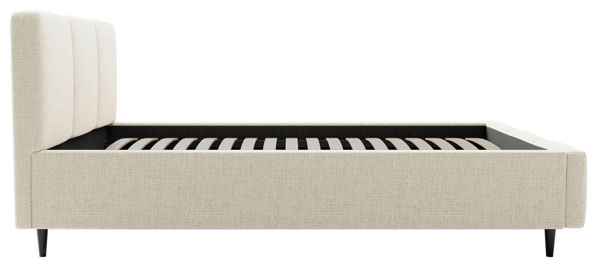 POLSTERBETT Lattenrost, Bettkasten 200/200 cm  in Creme  - Creme/Schwarz, Design, Holz/Textil (200/200cm) - Boxxx