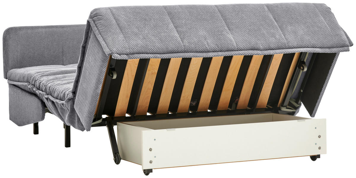 SCHLAFSOFA  mit Liegefunktion Velours Grau  - Schwarz/Grau, Design, Kunststoff/Textil (148/88/110cm) - Livetastic