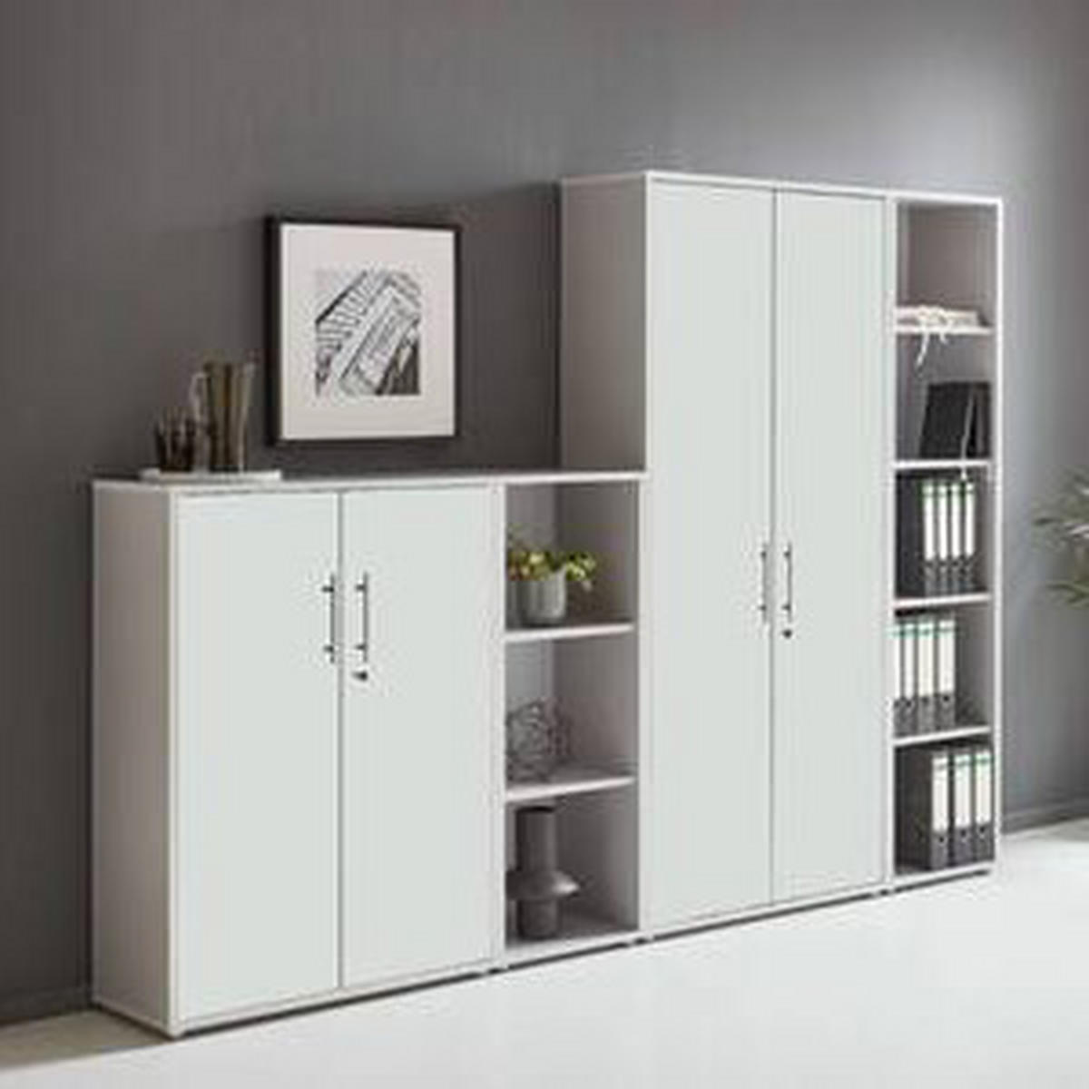 AKTENSCHRANK 257/186/33 cm  - Weiß/Grau, MODERN, Holzwerkstoff (257/186/33cm) - MID.YOU